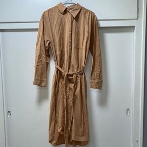 Tan Button-Up Shirt Dress